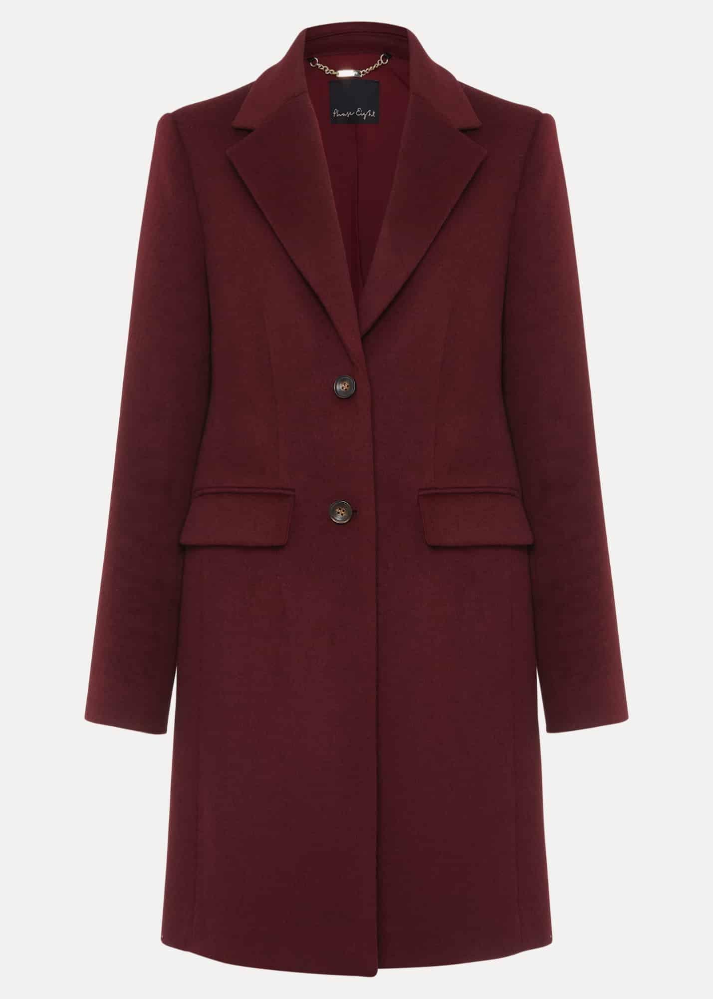 Lydia Dark Red Wool Smart Coat