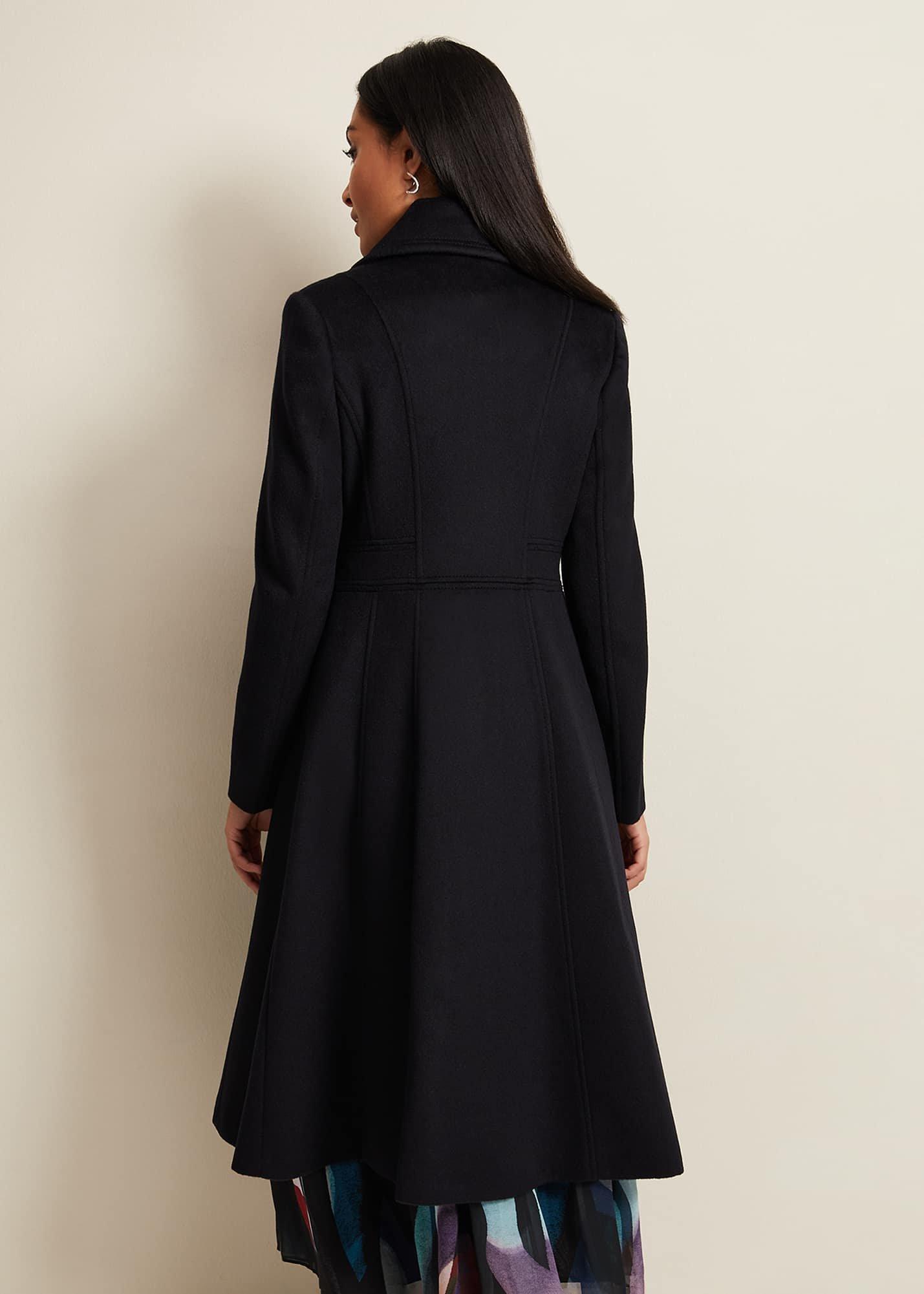 Petite Sandra Wool Fit And Flare Coat
