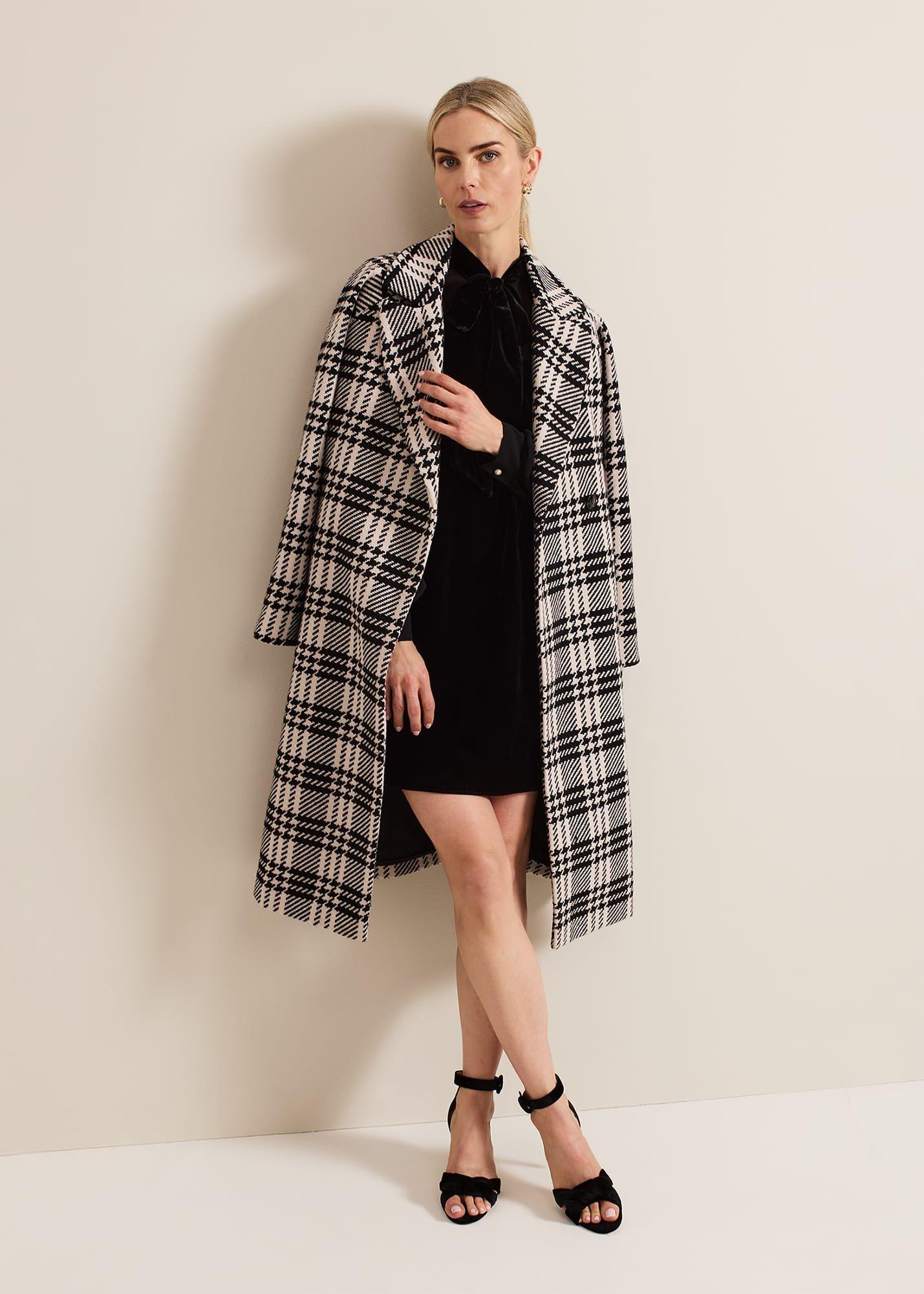 Cassie Check Wool Coat