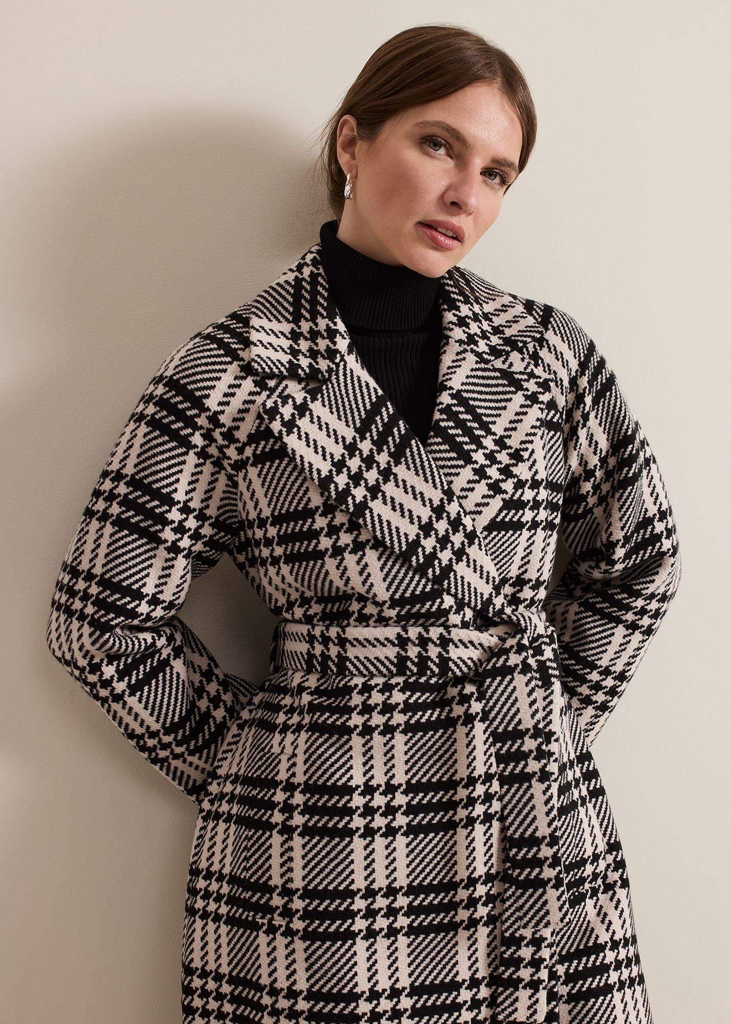 ${product-id}-Petite Cassie Check Wool Wrap Coat-Black/Ivory-${view-type}