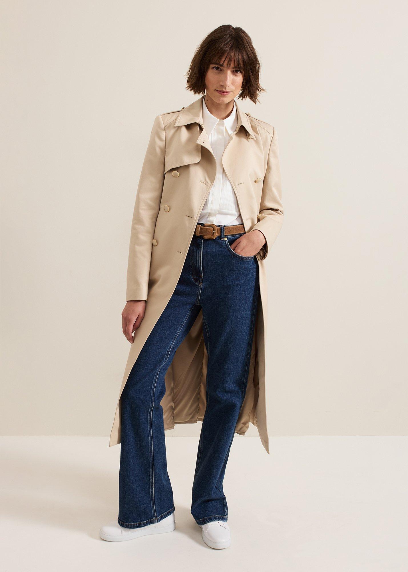 Cheryl Camel Long Fitted Trench Coat